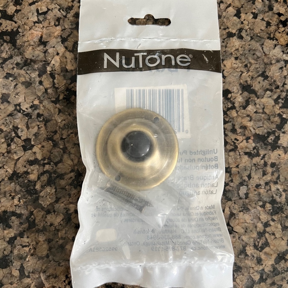 NuTone PB67AB Wired Unlighted Door Chime Push Button, Antique Brass